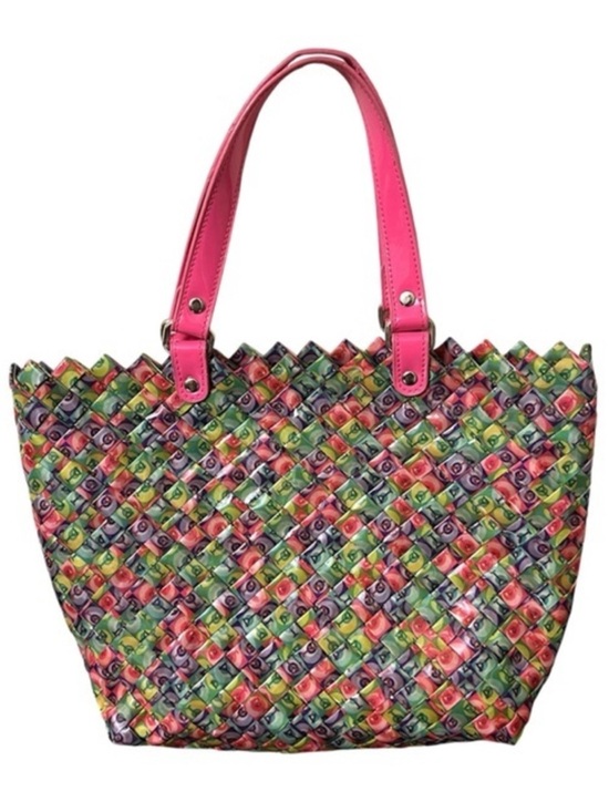 Vintage Handbags - Prezzo bag #3407 Martini woven colorful fun candy wrapper style pink handle rare